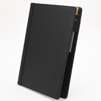 Carpeta de Presentación A4 de Cuero Negro Personalizada, con Bolsillos Interiores, Portaplumas, Impresión UV/Digital, Duradera, para Marca Corporativa y Negocios