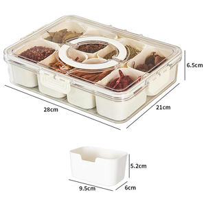 Contenedores Redondos de Plástico Sellados con Separadores para Almacenamiento, Caja para Refrigerios Portátiles con Tapa y Asa - Product Image 4