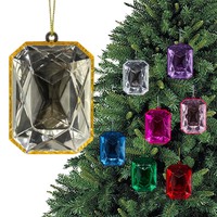 Grands ornements de Noël en acrylique, multicolores, facettés, en forme de bijoux, à suspendre pour les fêtes et les mariages