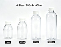 Botol Jus PET Logo Kustom 250ml 350ml 500ml 1000ml Bebas BPA Plastik Food Grade untuk Air, Susu, Teh, Minuman, Tutup Ulir