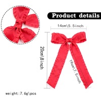 Nœud de cheveux de Noël artisanal brodé Casse-Noisette, en satin à volants, pour enfants et filles, ornement de sapin de Noël, vente en gros