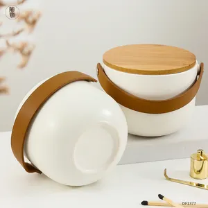 RTS Emballage de boîte cadeau en porcelaine de luxe bol unique pour bougie décoration intérieure de Pâques pot à bougie fait main avec couvercle