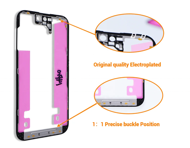 For iPhone XS XR 17 16 15 14 13 12 11 Pro Max Plus LCD Frame Display Screen Front Bezel With Adhesive Tape Replacement OEM Parts