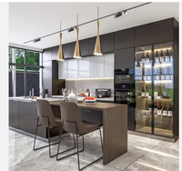 Ensemble de meubles de cuisine modulaire RTA moderne avec portes vitrées, prêt à assembler