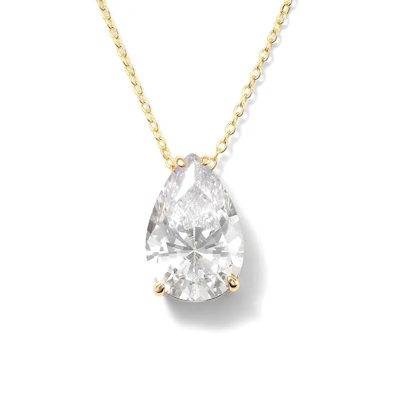 925 Silber Gold Luxus Damen Schmuck Großer Diamant Perrenanhänger feiner Schmuck Tropfen Diamant-Halsband Damen