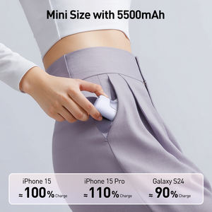 LOGO personnalisable OEM 5500mAh Mini Power Bank Port USB C 20W Charge rapide Chargeur portable Batterie de secours LED intégrée - Product Image 3