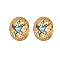 Boucles d'oreilles de mode de luxe léger électroplaquées en acier inoxydable, motif étoile de mer et coquilles d'ormeau, style européen-américain transfrontalier, pour le bureau et la carrière