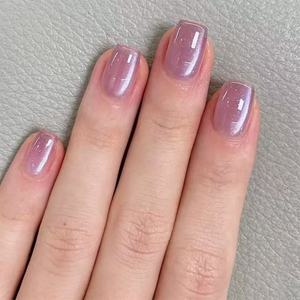 SHUANGYU - Juego de 24 <span class=keywords><strong>Uñas</strong></span> Postizas Acrílicas <span class=keywords><strong>Cortas</strong></span> Cuadradas Francesas con Efecto Ojo de Gato, Color Rojo Brillante, Cobertura Total, Pre-Diseñadas, Kit de <span class=keywords><strong>Manicura</strong></span> - Product Image 5