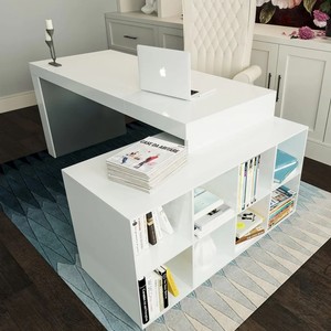 Colore bianco Boss ufficio scrivania con mensola a forma di L segretario tavolo piccolo angolo ufficio tavolo per la vendita - Product Image 1