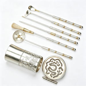 Custom CNC Machined Silver Plated Chinese Incense <b>Tools</b> Set with Gold Accents Guangdong Made for Traditional Incense Ceremony - Product Image 2