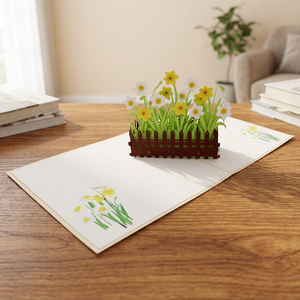 Carte de vœux 3D artisanale vietnamienne en forme de fleurs de narcisse, couleurs et tailles personnalisées, art papier, pour mariages, fêtes, événements, logo personnalisé, Viet-craft - Product Image 4