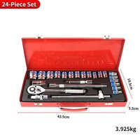 Kit d'outils à cliquet professionnel 24/46 pièces pour réparation automobile, boîte à outils de mécanicien pour l'entretien de voitures et de maisons, bricolage