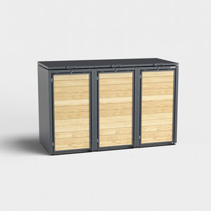 Galvanised Steel Dustbin Box for Home Garden 12L Rectangular WPC Metal Wood <strong>Wheelie</strong> <strong>Bin</strong> Lid Dustbin Cover Square Pattern <strong>Bag</strong> - Product Image 4