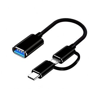 3A Fast Charging Micro <b>USB</b> to <b>USB</b>-<b>C</b> OTG Cable, 2-in-1 <b>Adapter</b> for Phone, Keyboard, Mouse & <b>USB</b> Drive - Product Image 1