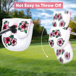 Housse de putter de golf en cuir PU avec broderie florale, design OEM, magnétique, pour putter mallet - Product Image 4