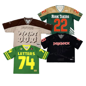 Camiseta de Fútbol Personalizada de Malla Oversize con Bordado, Cuello en V y Corte Boxy - Product Image 1