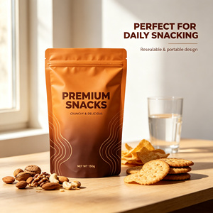 Sachet alimentaire refermable personnalisé imprimé, pochette en plastique brillante pour snacks et barres protéinées - Product Image 1