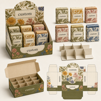 Boîte de présentation personnalisée pour six savons en barre, prête à la vente, en carton pour l'emballage de savons artisanaux