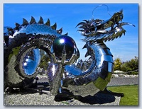 Statue de dragon chinois en acier inoxydable, sculpture d'art en métal