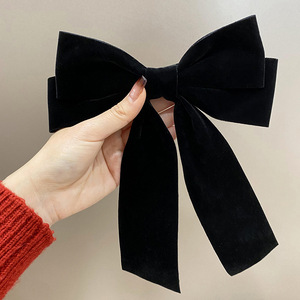 Pinzas para el pelo con lazo grande de terciopelo Vintage MIO, pinzas para el pelo con lazo de cinta de Color sólido a la moda, pinzas grandes con lazo de pico de pato para tocado de mujer - Product Image 5