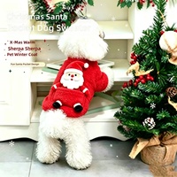 Pull de Noël pour chien, sweat à capuche en polaire rouge avec poche 3D Père Noël, manteau de fête mignon pour animaux de compagnie, sweat-shirt de Noël pour chiot