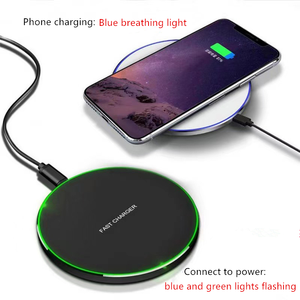Caricatore Wireless <span class=keywords><strong>Universale</strong></span> Veloce e Intelligente 15W, Portatile, Sottile, Rotondo con Luce LED, Caricatore da Scrivania per <span class=keywords><strong>Telefono</strong></span> - Product Image 2