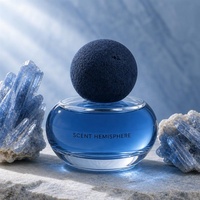 Flacon de parfum de luxe en forme d'hémisphère avec bouchon en pierre de lave marine, emballage de parfum personnalisé OEM en gros