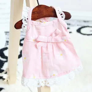 Vestito Estivo da Principessa per Animali Domestici, Gonna in Pizzo per Cani con Fiocco, Ricamo Floreale, Abito a Bretelle per Gatti e Cuccioli, Taglie Piccole e Medie - Product Image 3