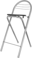 Tabouret de bar haut pliant noir argenté avec dossier et repose-pieds chaise de bar pour cuisine petit déjeuner