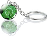 Lindo Llavero de Trébol de Cuatro Hojas Verde, Amuleto de la Suerte, para Mujeres y Hombres, Colgante para Bolsos