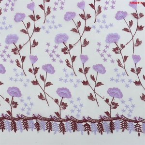 T-win Textile 100% Polyester Fashion Lace Flat Embroidery Fabric Beads <strong>Sequins</strong> Pearl-Colorful Floral Dress <strong>Material</strong> Factory - Product Image 4