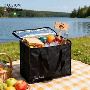 Fashionable Custom Logo Thermal Insulated Cooler Bag Non-Woven for Home Office Daily Lunch Carry Kids School Meal Storage - Product Image 1