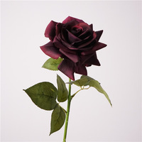 Roses artificielles bordeaux faites à la main, toucher réel, style moderne, imperméables, têtes de fleurs artificielles pour mariage