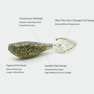 Señuelo de Pesca, Micro Cebo, Mini Señuelo Suave, Señuelo Gusano, Cola Rizada, Cabeza de Jig Negra, Cola en T Pequeña para Lubina de Boca Superior - Product Image 4