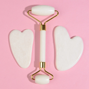 Fabrieksprijs Natuurlijk Kristal Jade Gezichtsverzorging Gezichtsmassage Rozenkwarts Roller Gua Sha Set Voor Huidverzorging - Product Image 2