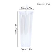 Gobelet en plastique personnalisé à double paroi perforée de 24 oz avec couvercle plat, fond anti-fuite perforé et paille