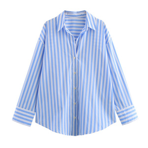 Roupas Estilo Coreano por Atacado para Mulheres, Camisa Listrada para Escritório, Blusa Casual Clássica de Marca - Product Image 2