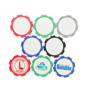 Fichas de Póker de Plástico ABS en Blanco con Inserto Metálico, Marcador de Pelota de Golf, Impresión UV Personalizada, Gráficos a Todo Color - Product Image 1