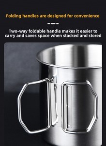 <b>Camping</b> Outdoor Tableware 304 Stainless Steel Cup with Folding Handle Stainless Coffee Mug Metal Drinking Cup Small Shot - Product Image 6