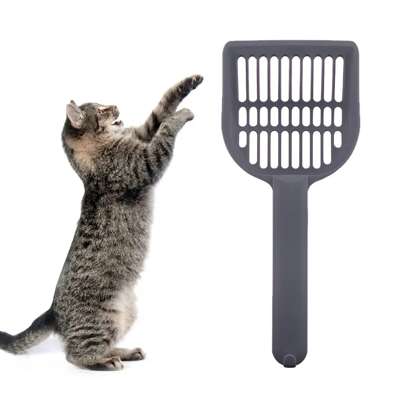 2023 kedi malzemeleri kalınlaşmış plastik kolay kendini temizleme uzun saplı kedi kumu kepçesi