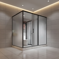 Paroi de douche en verre minimaliste et cabine de douche autoportante |   Module de salle de bain portable, conception de douche compacte