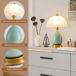 European Ceramic Table Lamp E27 LED Switch Control Eye Caring <b>Bedside</b> Desk Lighting - Product Image 4