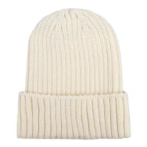 Дешевая зимняя вязаная шапка с логотипом на заказ, белые облегающие шапки, женская зимняя теплая вязаная шапка в рубчик для рыбалки
