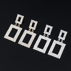 Pendientes de Moda Europeos y Americanos con Pedrería, Diseño Cuadrado Hueco, Geométricos y Refinados, Modelo <span class=keywords><strong>E608</strong></span> - Product Image 1