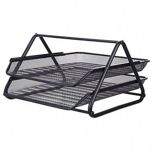 Best Quality Home Office Desktop <b>File</b> Tray Detachable 2 Tiers Metal Mesh Stackable Desk <b>File</b> <b>Document</b> Organizer - Product Image 2