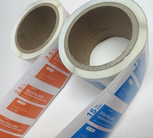 Maßgeschneiderte Starkhaftende Drahtklebstoff-Etiketten Dreifarbiger Farbverlauf Druck Leichte Beschichtung REVITALABS Rollenetiketten - Product Image 3