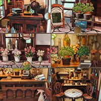 Kit Fai-da-te Casetta delle Bambole in Miniatura in Legno a Strati Temporali, Puzzle 3D da Assemblare, Inserto per Scaffale Book Nook con Luce LED