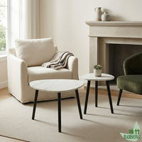 Ensemble de tables basses gigognes, plateau en faux marbre résistant à l'eau, style simple et luxueux, tables basses d'appoint empilables pour salon
