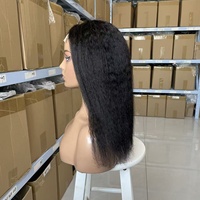 Perruque brésilienne 100 % cheveux humains, lisse Yaki, coupe bob, avec dentelle frontale 4x4 transparente, texture naturelle longue et lâche, qualité Remy