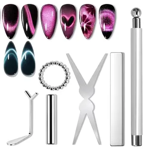 Juego de 6 Herramientas Magnéticas para Uñas, Efecto Ojo de Gato, Puntas Francesas, Imanes en Forma de Corazón, Herramientas para Esmalte de Uñas en Gel, Manicura - Product Image 1